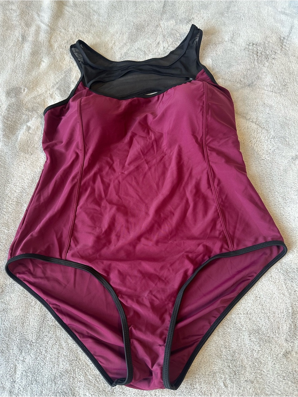 Plum One-Piece Swimsuit with Black Trim